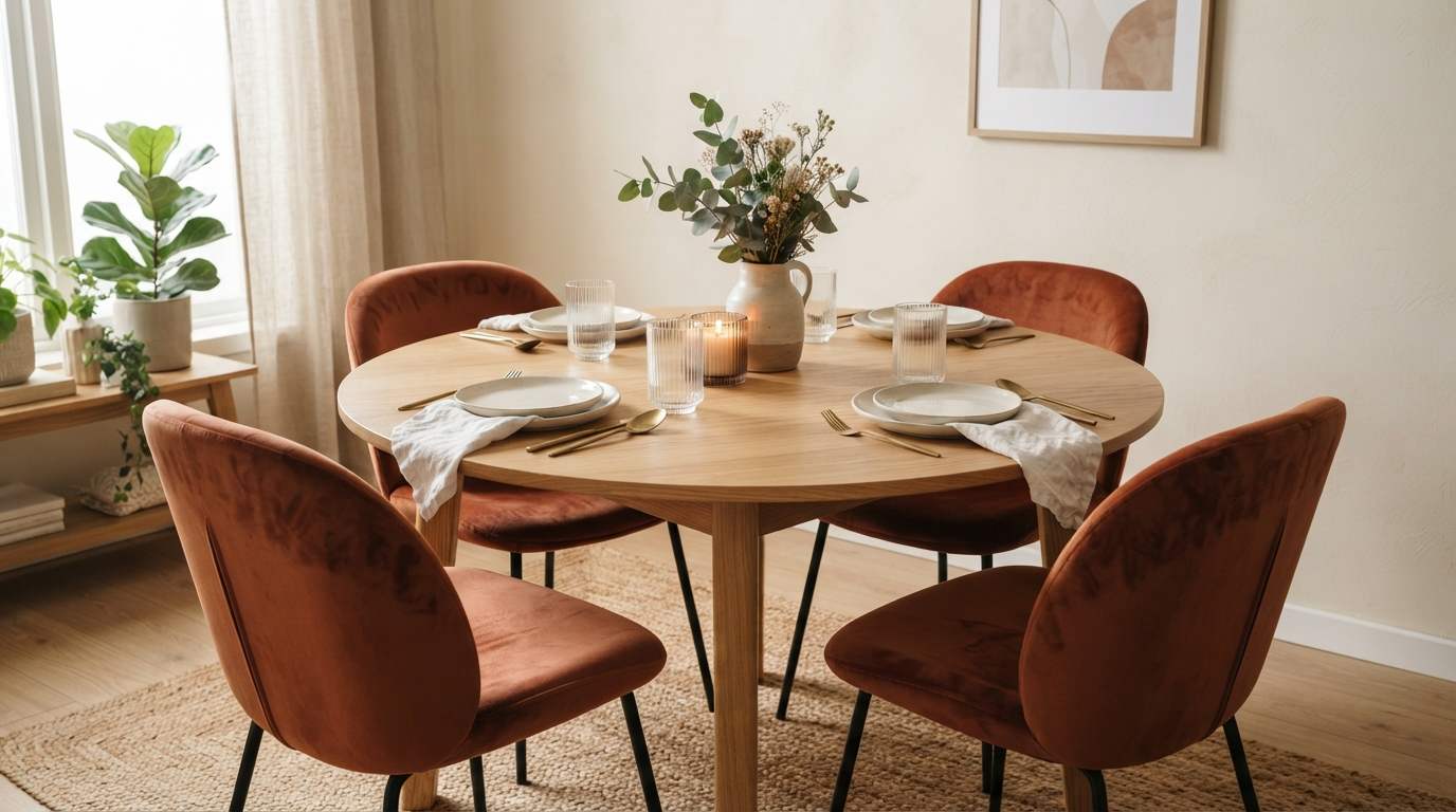 Velvet Dining Chairs in Burnt Terracotta
