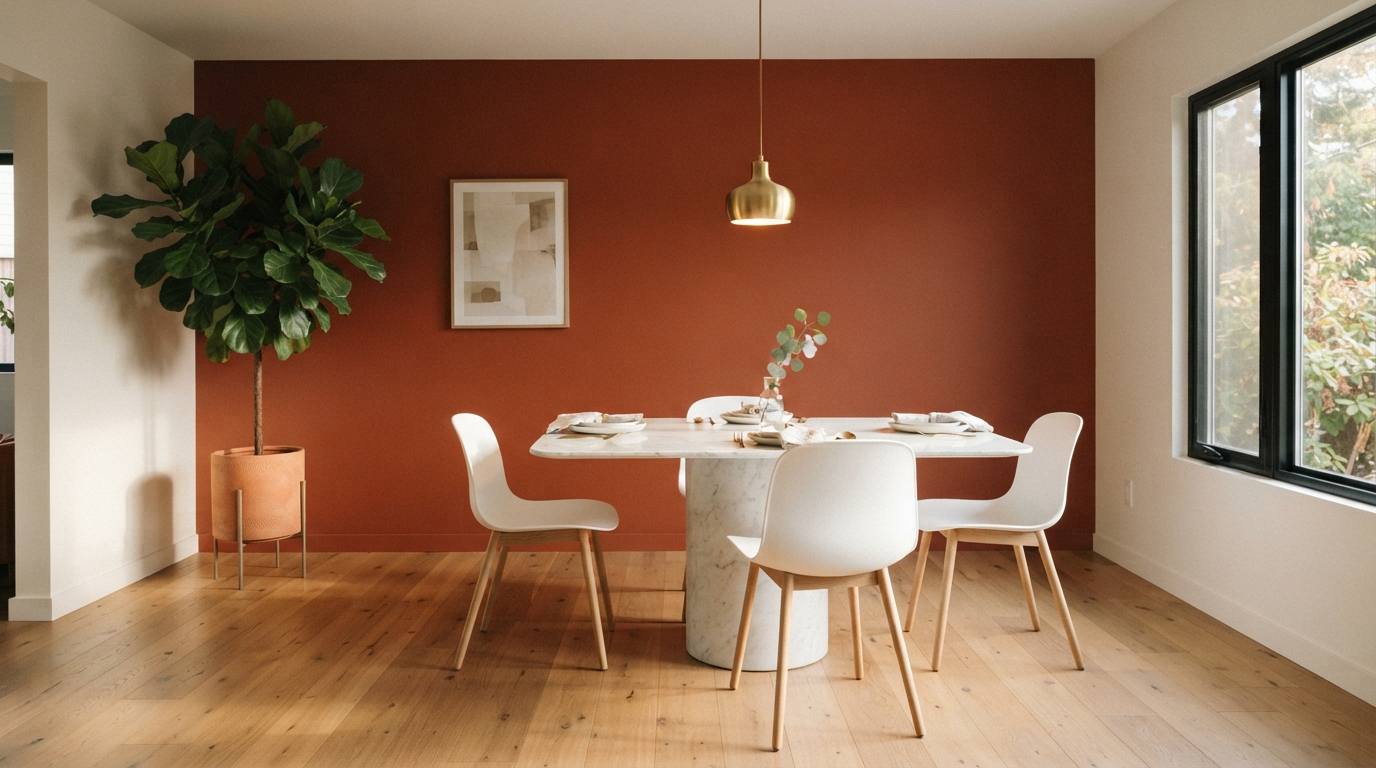 Terracotta Accent Wall Behind Your Table
