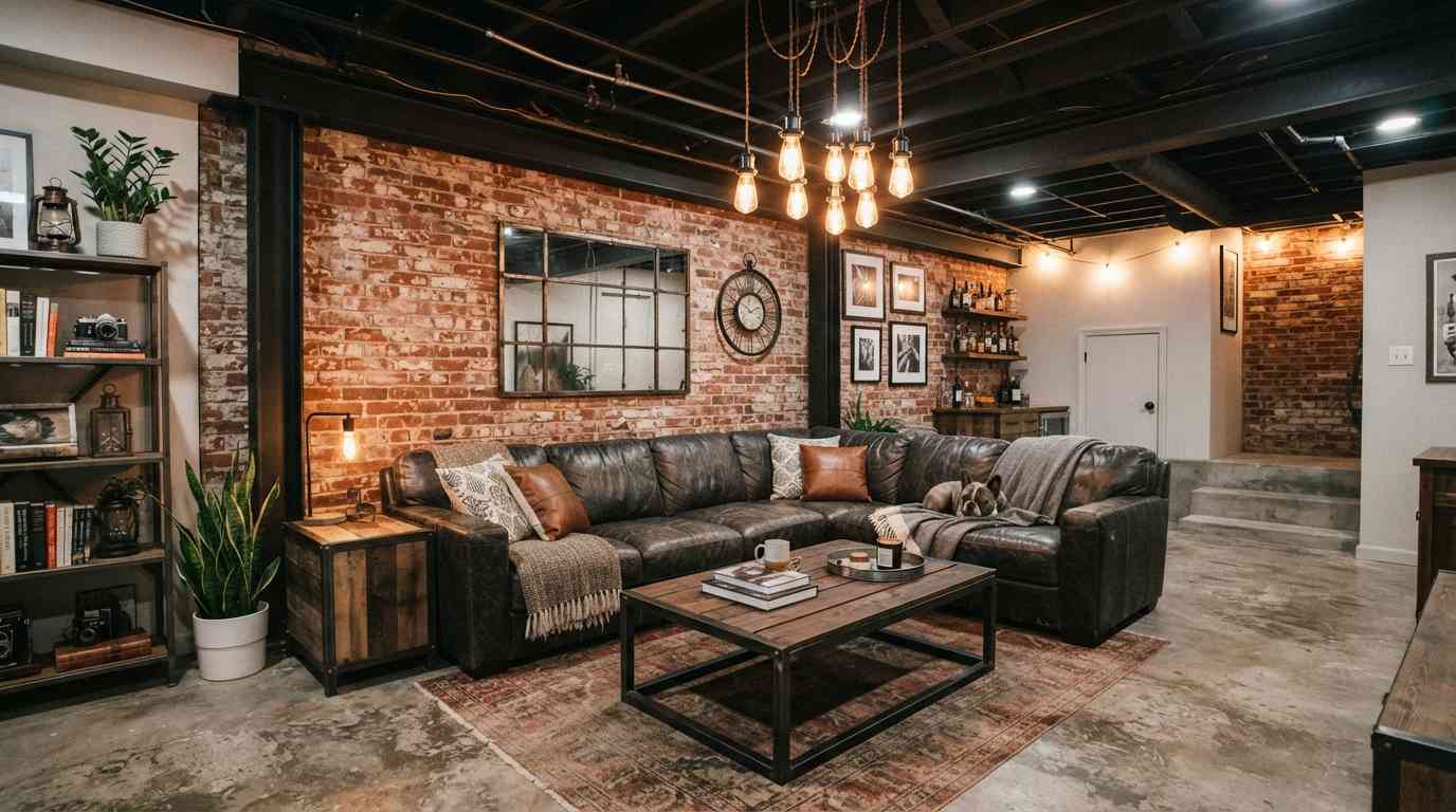 The Exposed Brick + Steel Beam Living Room