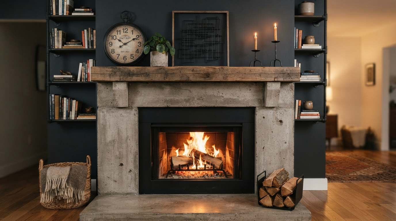 Install an Industrial-Style Fireplace Surround