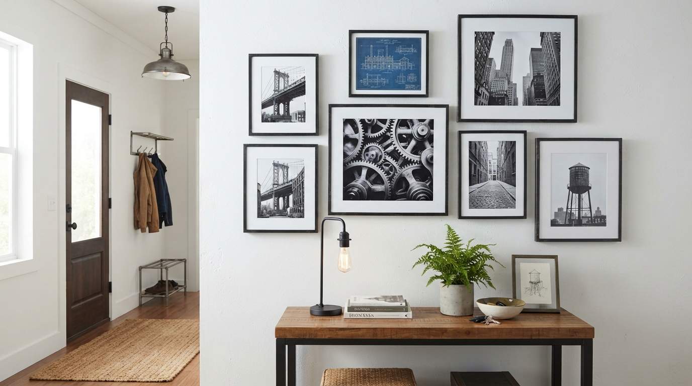 Gallery Wall with Industrial Frames
