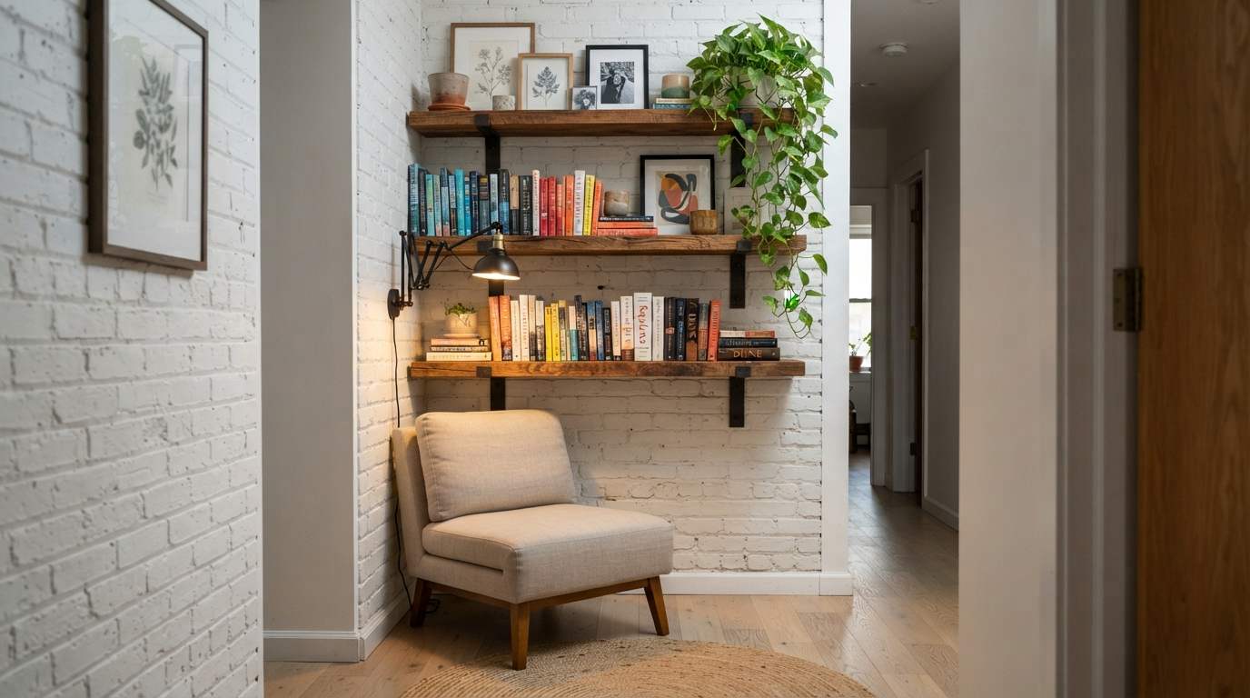 The Reclaimed Wood Floating Shelf Setup