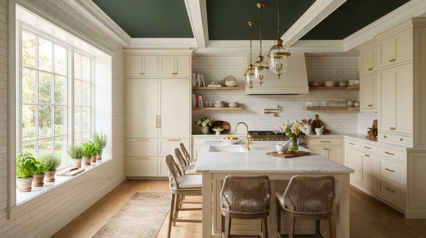 Dark Forest Green Ceiling
