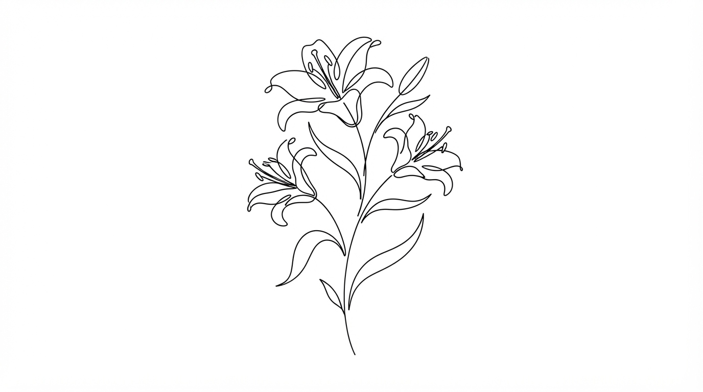 Minimalist Line-Drawing Lily Outlines
