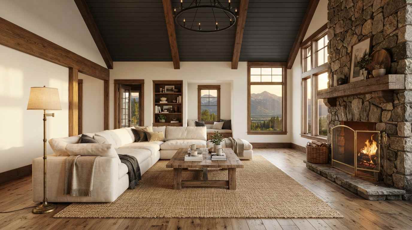 Dark Ceiling With Exposed Beams