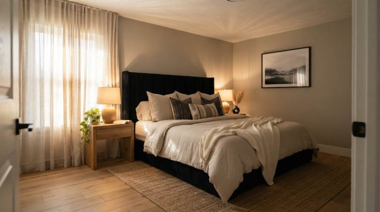 How to Design a Black and Beige Bedroom