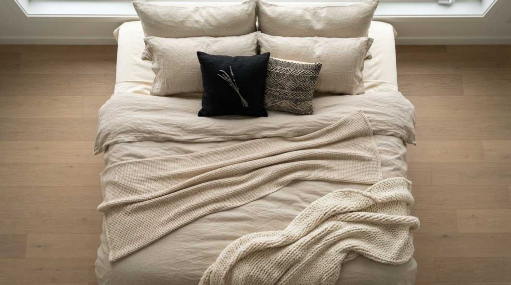 Warm Beige Bedding Layers