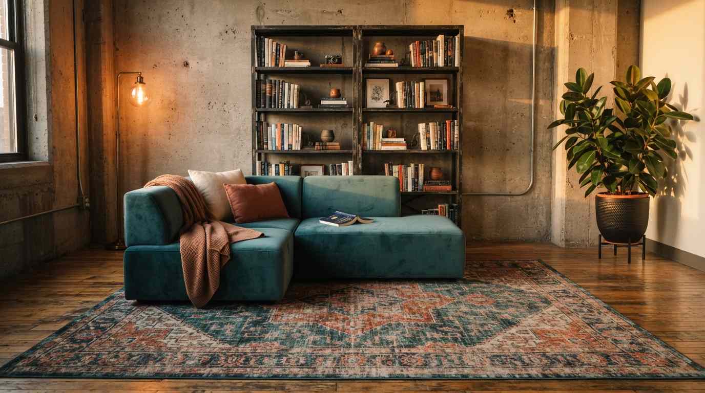 The Teal Sectional Persian Rug Combo