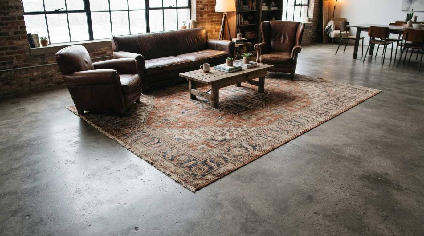 Use a Concrete or Dark Tile Floor (or Fake It)
