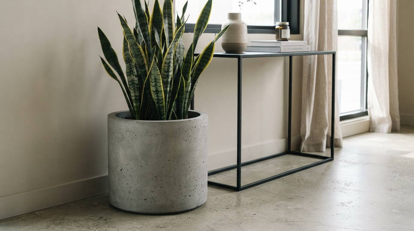  Concrete or Metal Planter with Greenery
