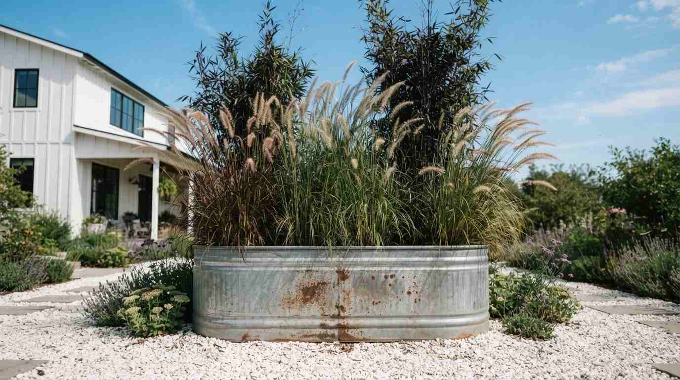 Galvanized Water Trough Planters

