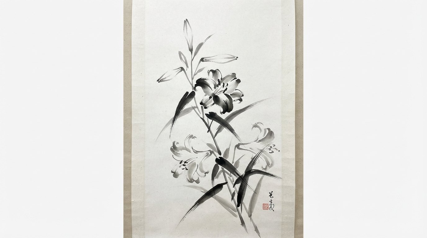 Japanese Ink-Style Lilies
