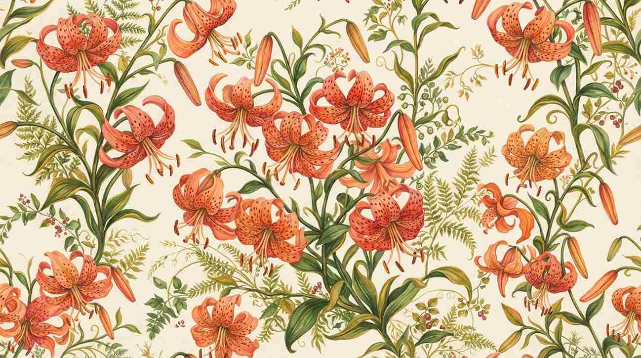 Sunset Orange and Coral Tiger Lilies
