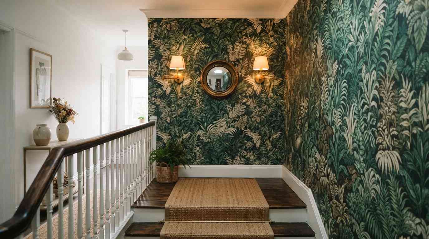 A Wallpaper Accent on the Landing Wall
