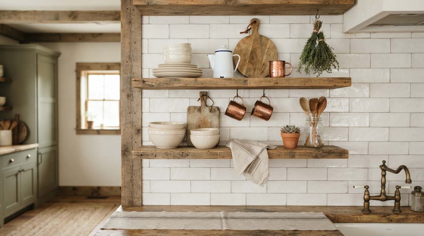  Open Shelving With Intentional Styling
