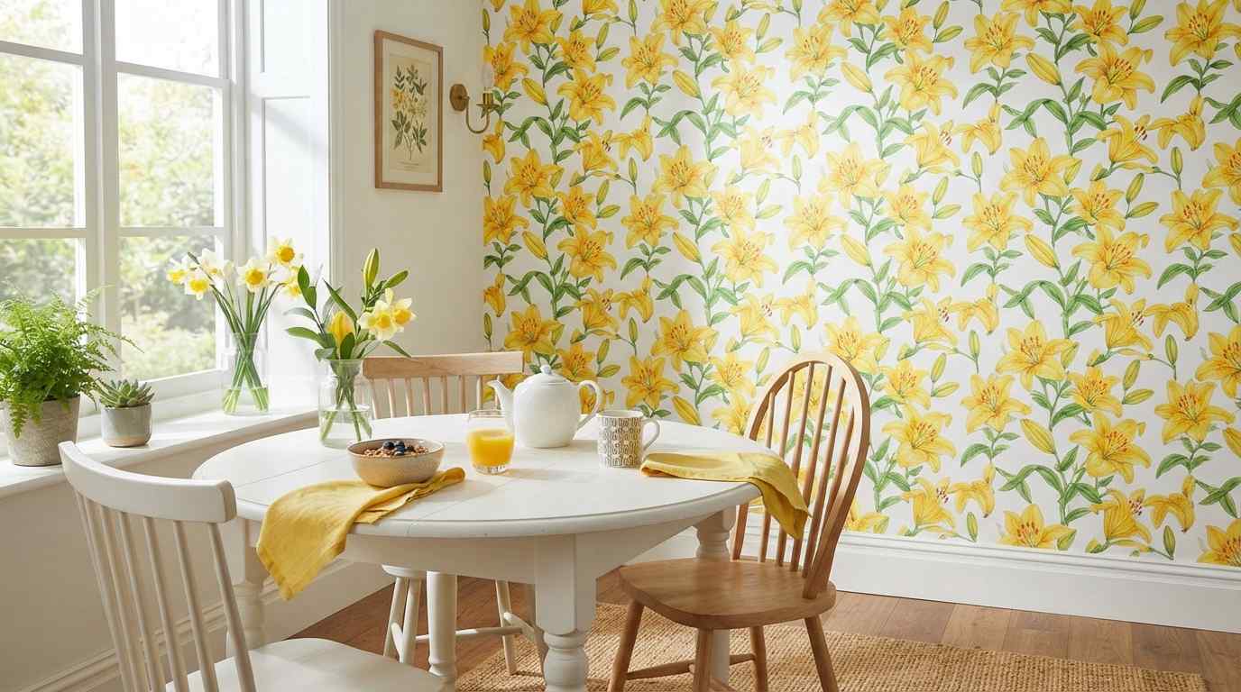 Bright Yellow Lilies on White 
