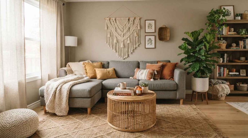 Grey Boho Living Room