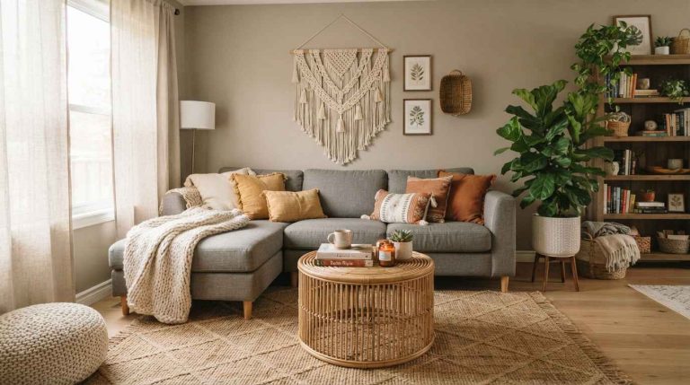Grey Boho Living Room